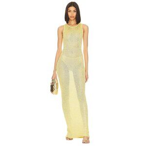 ASTA RESORT Natalia Dress in Chartreuse Sequin Small New Womens Maxi Gown